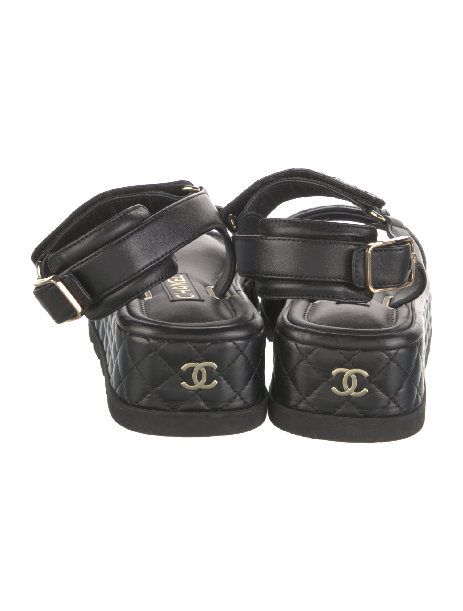Chanel Interlocking CC Logo Leather Sandals